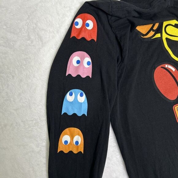 Pac-Man Black Graphic Print Long Sleeve T-shirt Medium - Picture 4 of 8